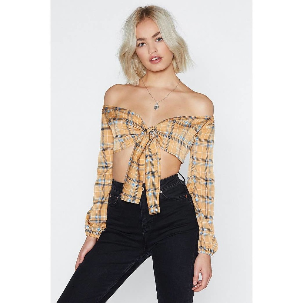NASTY GAL Don't Feel Plaid Crop Top